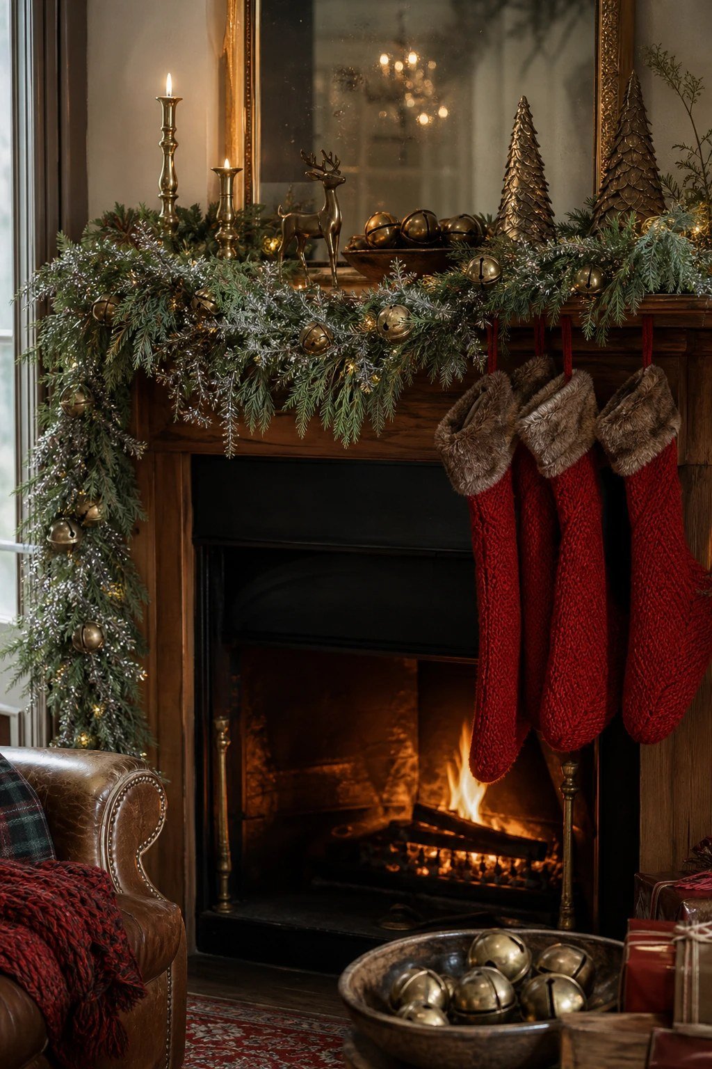 A garland with tinsel and bells