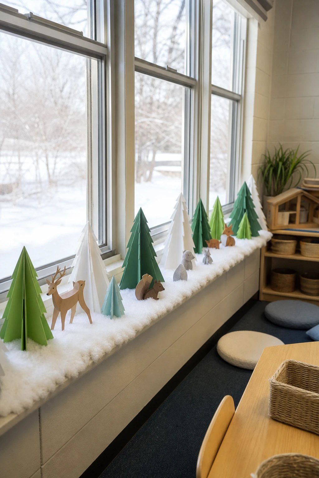 A snowy windowsill