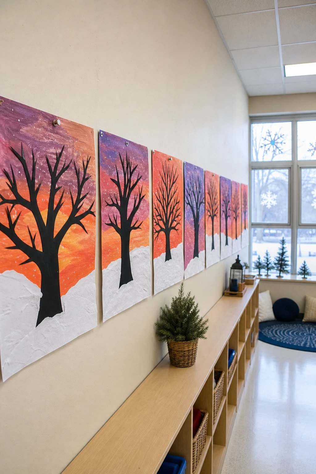 Winter tree silhouettes