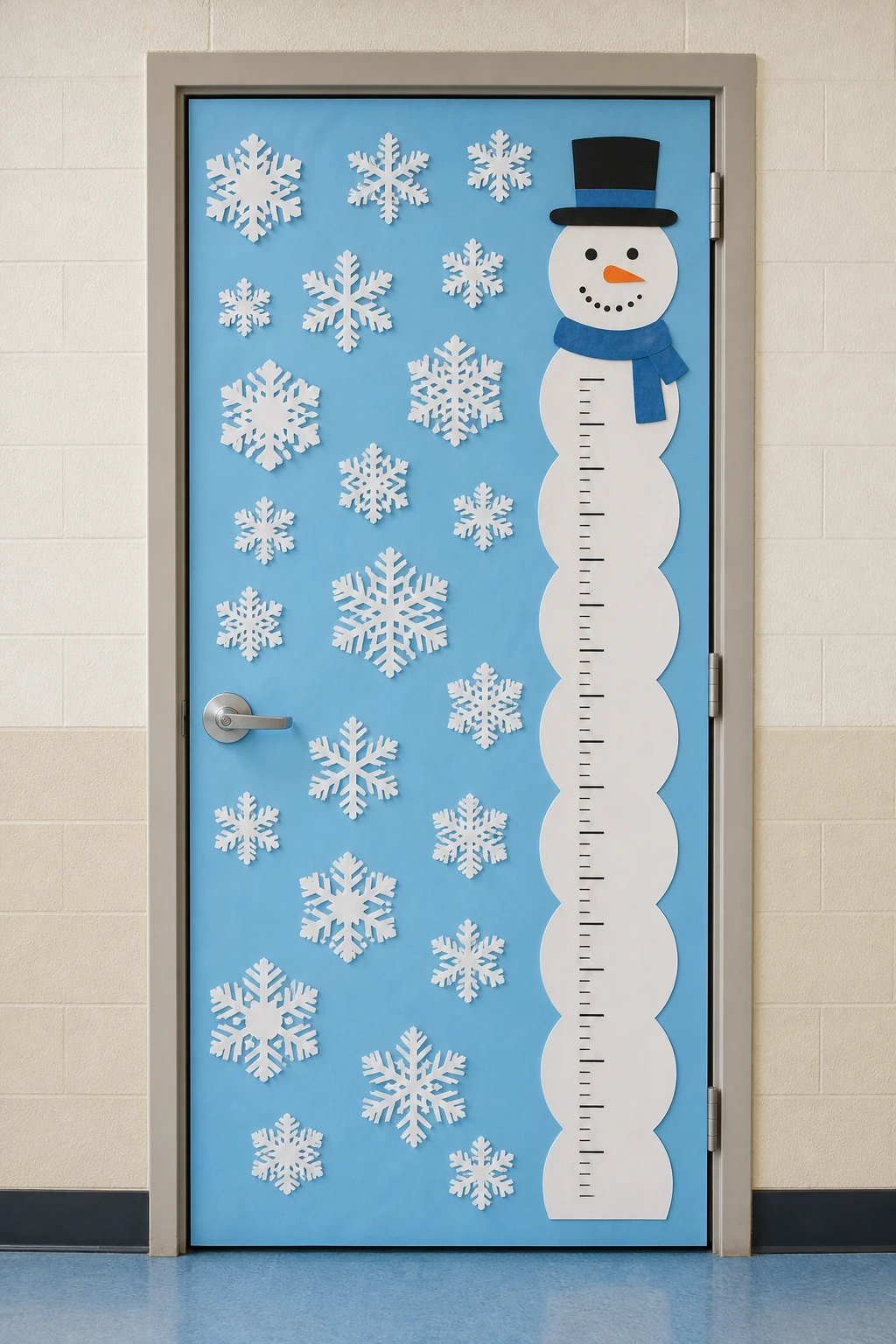 Snowflake measuring door